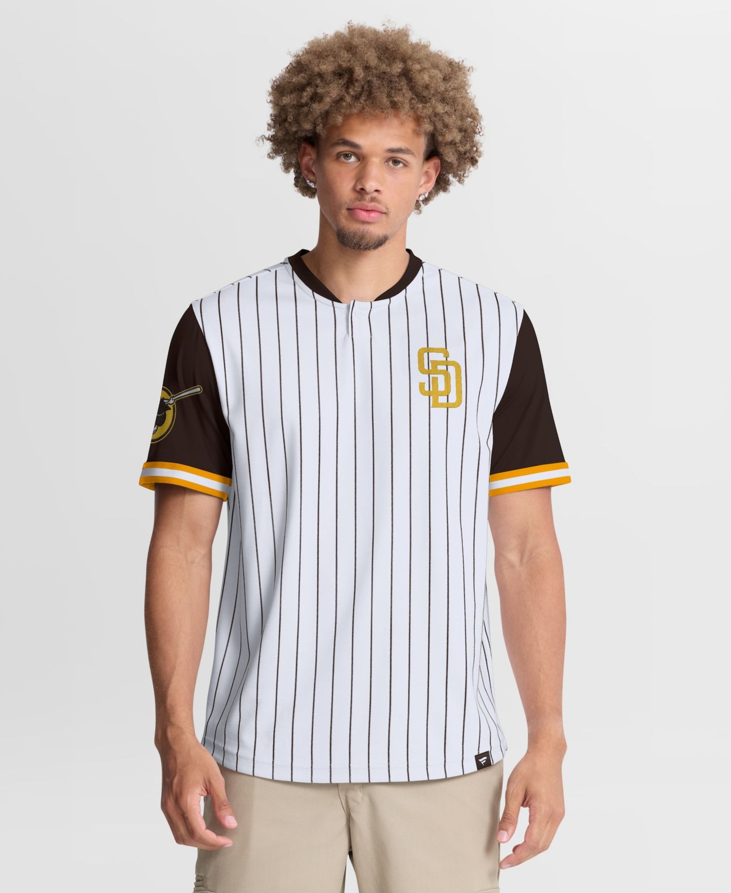 Men's White/Brown San Diego Padres Pinstripe Walk Off T-Shirt