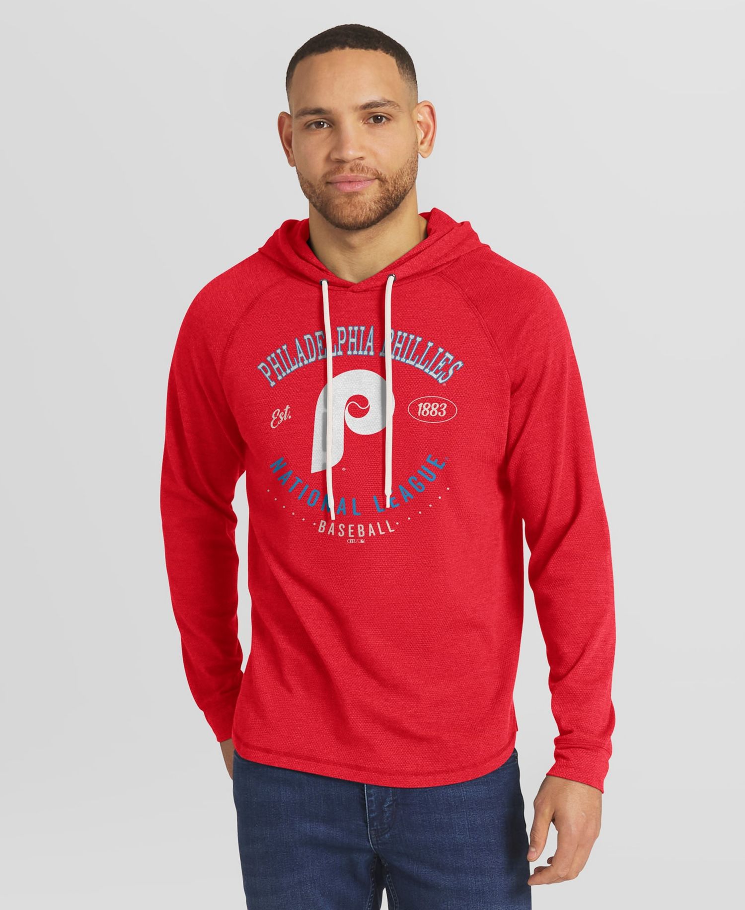 Men's Red Philadelphia Phillies Raglan Hooded Long Sleeve T-Shirt
