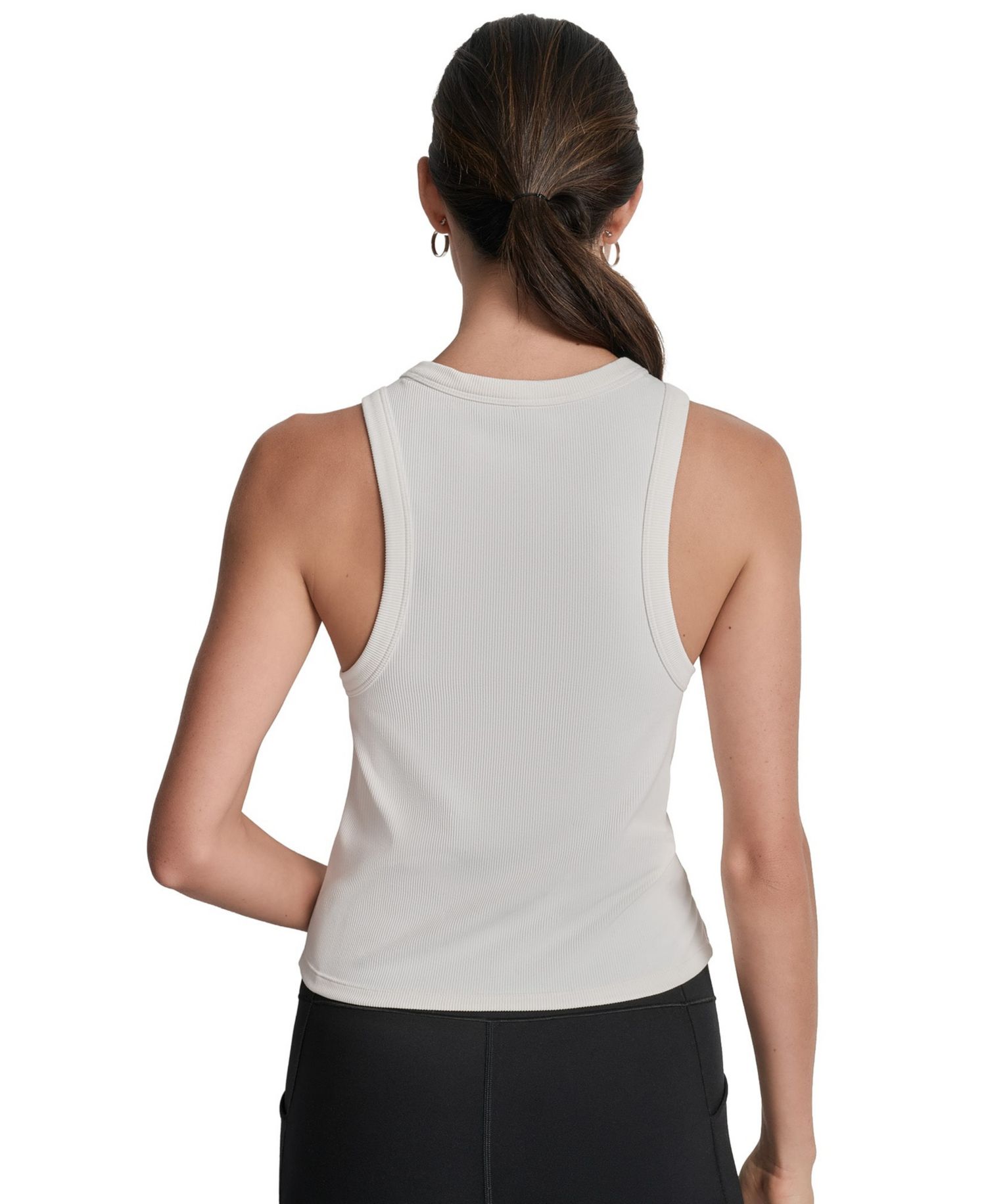 Women's White New York Knicks Hudson Rib High Neck Tank Top