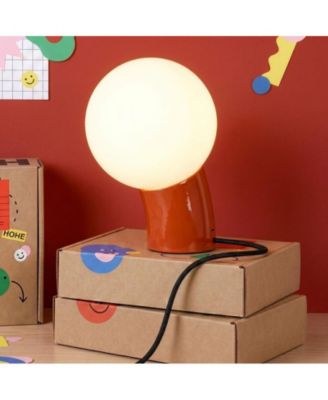 8-in Vino USB-C Charging Modern LED Table Lamp with Frosted Glass Globe Shade