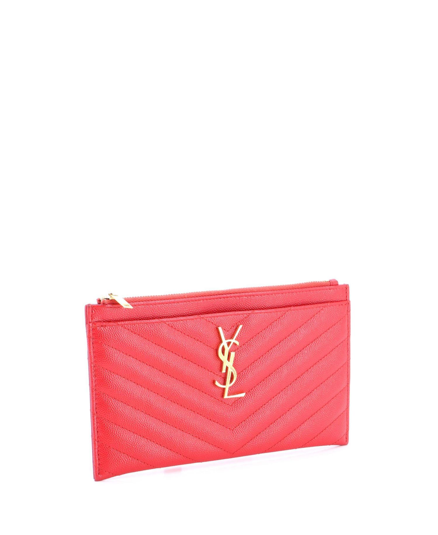 Medium Classic Monogram Zip Bill Pouch Matelasse Chevron Leather