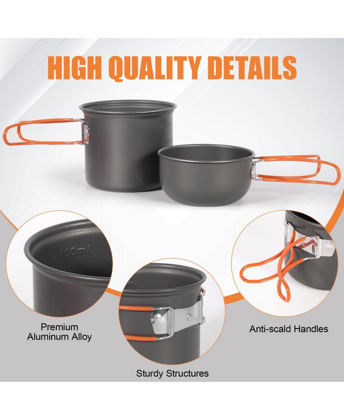 Piscifun Lightweight Stackable Camping Cookware Mess Kit All in One Outdoor Cooking Set for 1-2 People