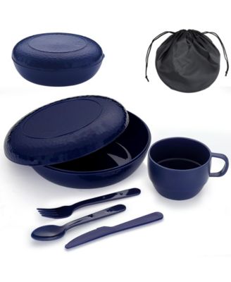 Camping Mess Kit With Plate Bowl Cup Utensils And Carry Bag