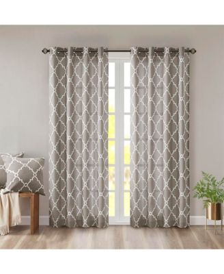 Fretwork Print Grommet Top Window Curtain Panel Only 1 Piece Panel