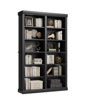 74.5 Inch Tall Bookshelf with Double Storage, Extra Large Bookshelf, 6-Tier Double Wide Bookshelves with 12 Cubbies,Wide Freestanding Bookcases