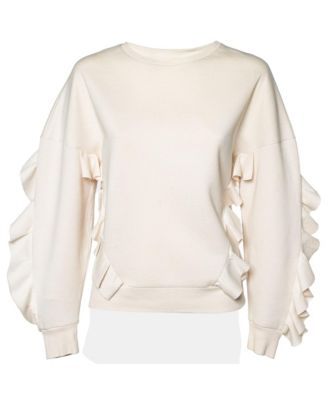 Women's Cotton Knit Flounce Trim Sweatshirt