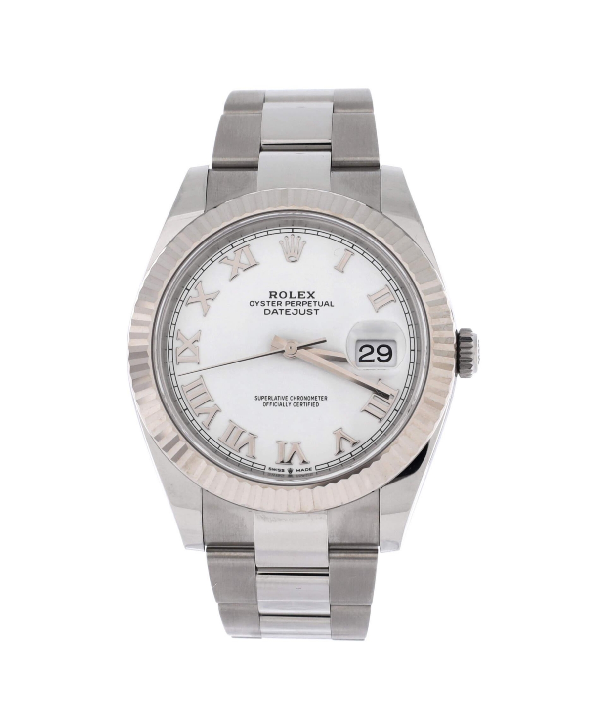 PreOwned Rolex Oyster Perpetual Datejust Automatic Watch in Stainless Steel and White Gold 41mm  Dial color white
