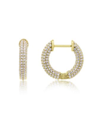 CZ Inside Out Hoop Earrings 14K Gold-Plated Sterling Silver