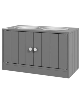 Elevated Dog Bowls with Storage Cabinet Raised Stand for Large Dogs
