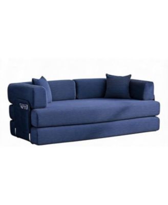 5-in-1 Convertible Sofa Bed,Oversized Sleeper Corduroy Futon, Multi-Functional Lounge,78.8'' Folding Modular Couch with Fixed Frame and Pillows