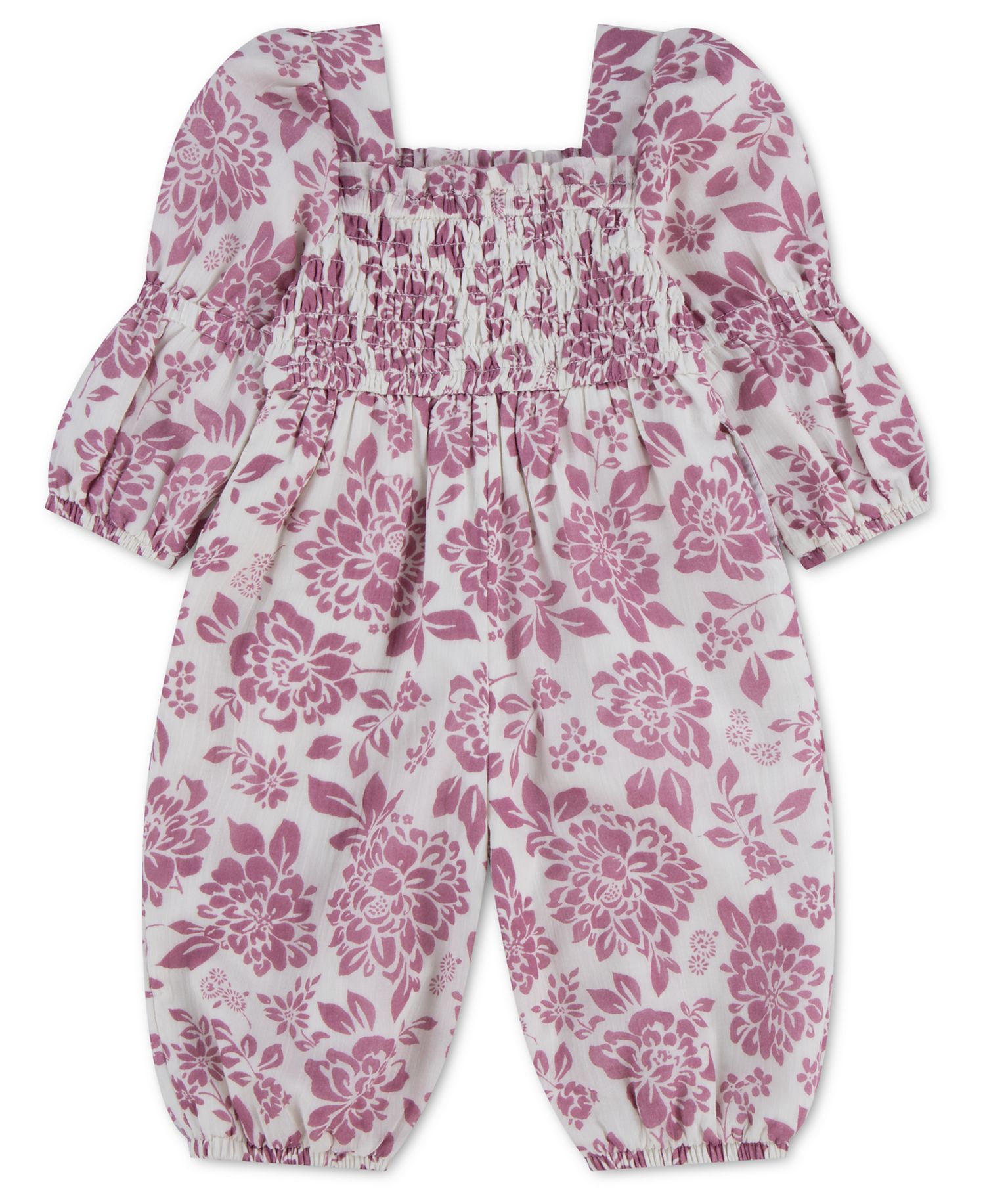 Baby Girls' Long-Sleeve Smocked Boho Jumpsuit