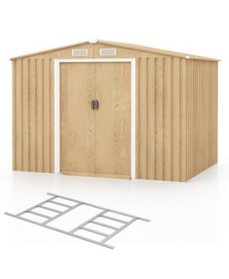 Galvanized Metal Garden Shed with Sloped Roof for Outdoor Storage