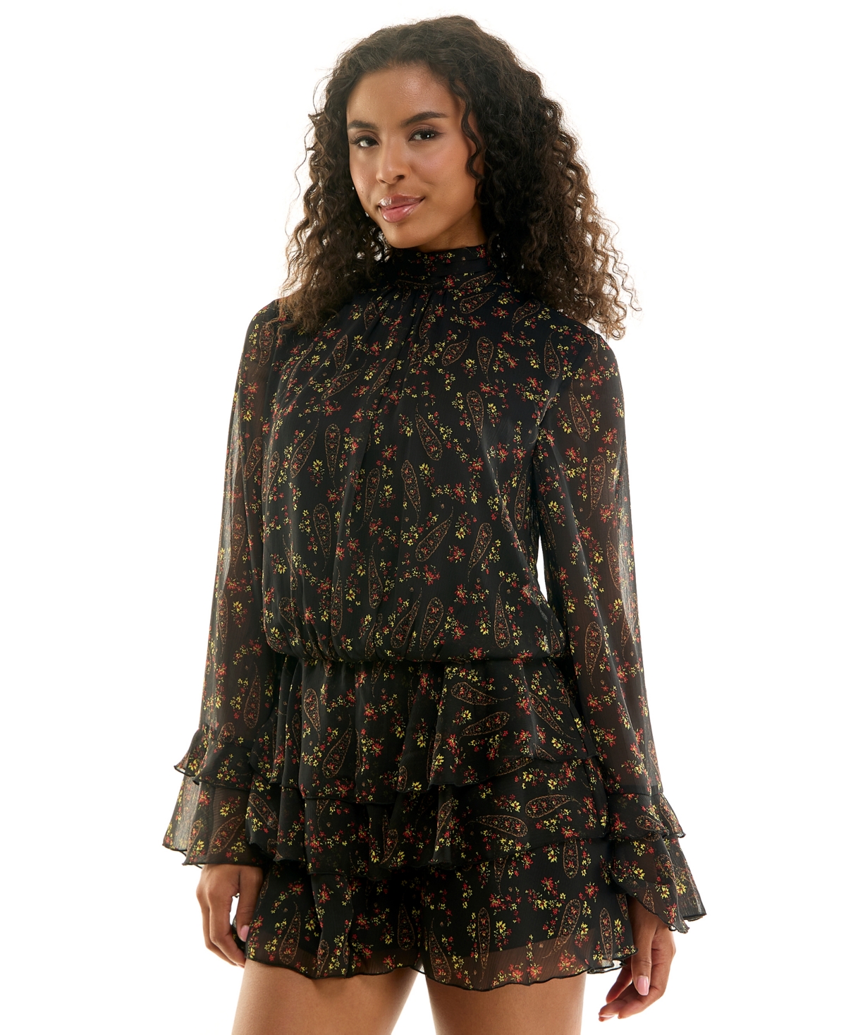 Seni & Cade Juniors' Mock Neck Mini Dress