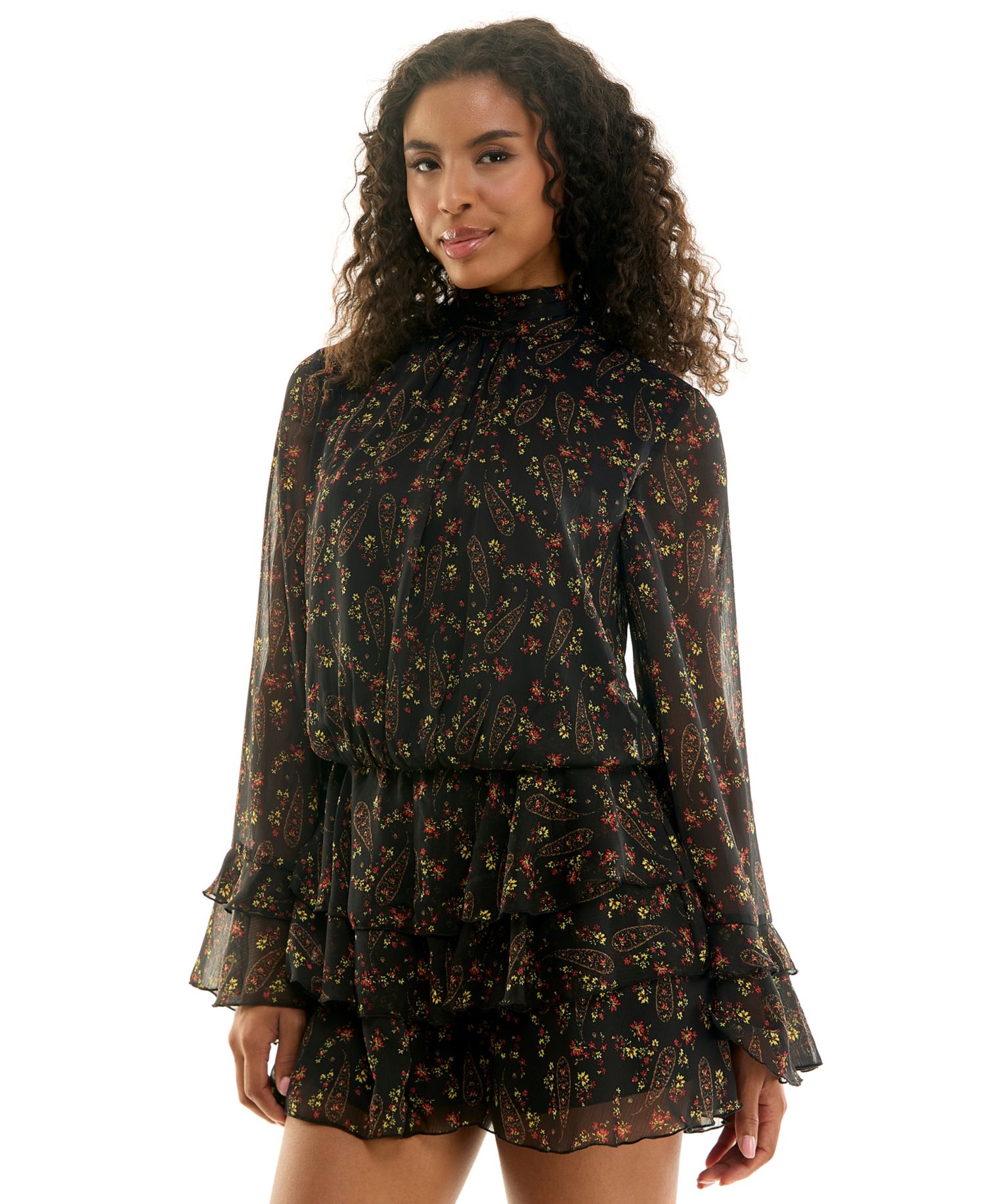 Juniors' Mock-Neck Mini Dress