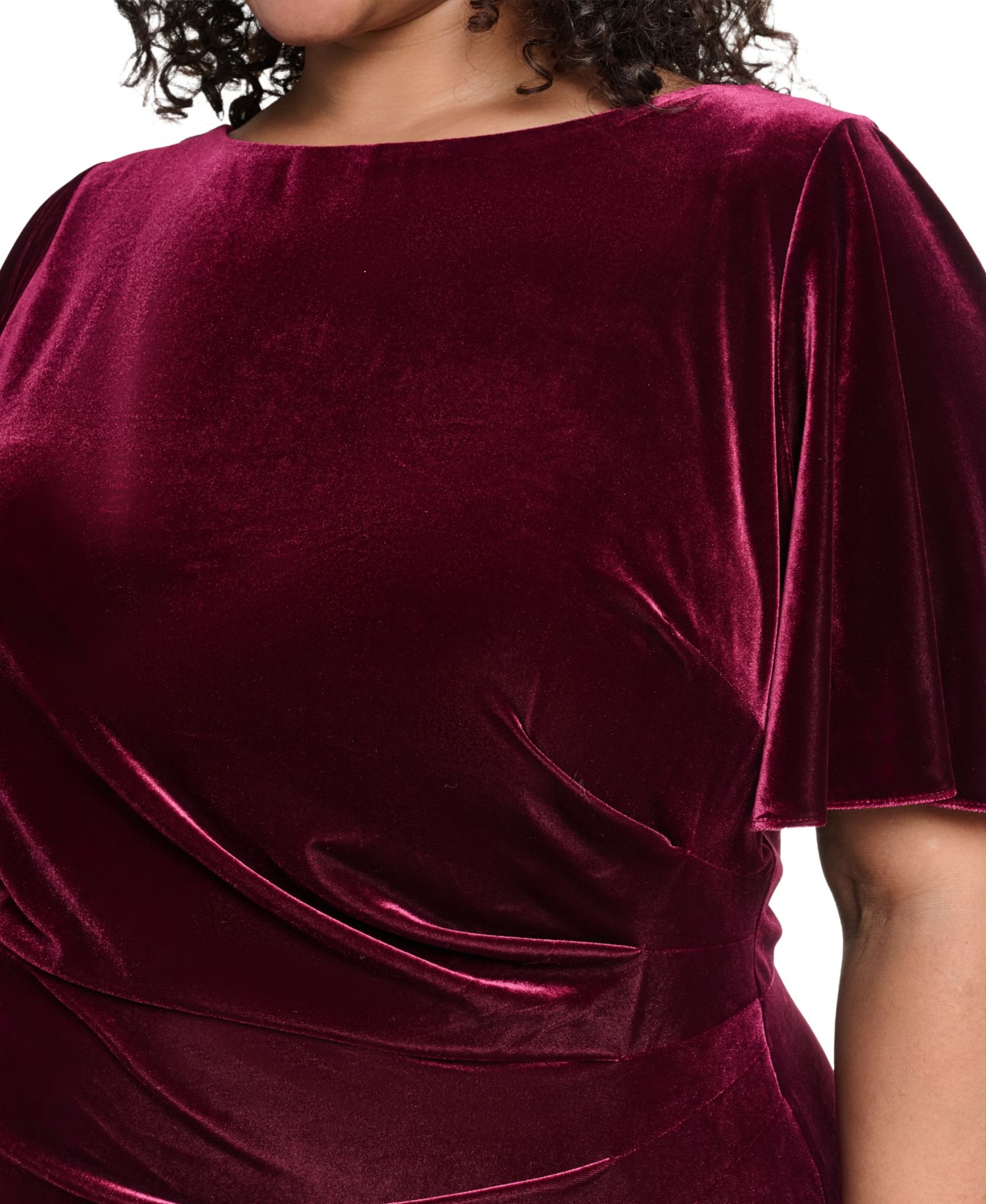 Petite Boat Neck Velvet Dress