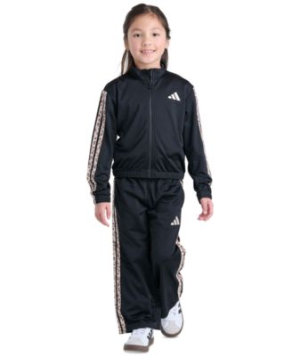 Girls' 2T-6X Long-Sleeve 3-Stripe Jacket and Pants, 2-Piece Set