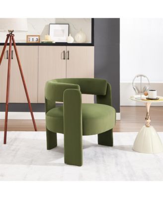 Velvet Accent Chair, Modern Armchair with Wooden Legs, Comfy Upholstered Single Sofa Chair