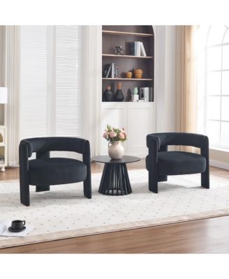 Velvet Accent Chair, Modern Armchair with Wooden Legs, Comfy Upholstered Single Sofa Chair