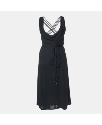 Women's Crepe Lace Up Back Sleeveless Dress