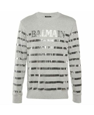 Men's Metallic Logo Print Cotton Crew Neck Sweatshirt