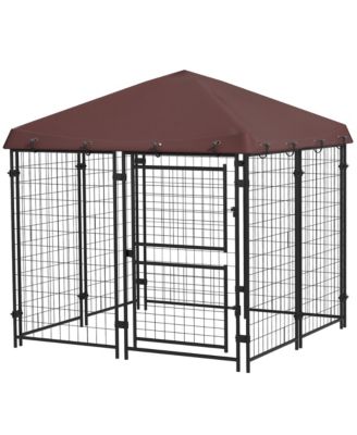 Outdoor Dog Kennel with Waterproof Canopy and Large Door