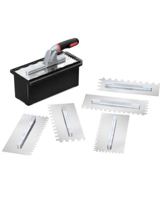 Notch Trowel Set 8 Piece Kit Stainless Steel Soft Grip Handle Cement Concrete Masonry Tile Work