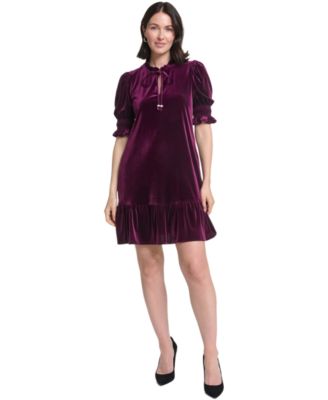 Women's Tie-Neck Velvet Dress