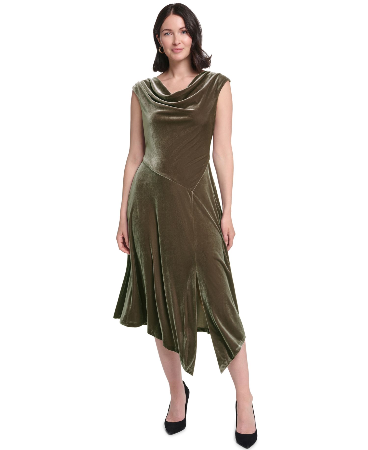 Women's Cowl Neck Midi Dress