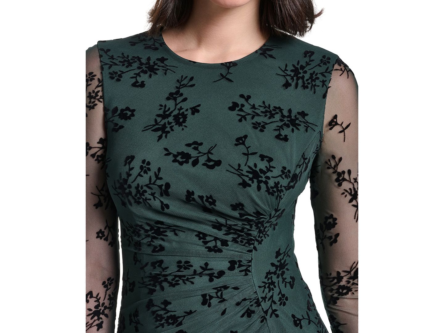 Женское платье Jessica Howard Crew Neck Midi, цвет: Тёмно-зелёный — фото 4