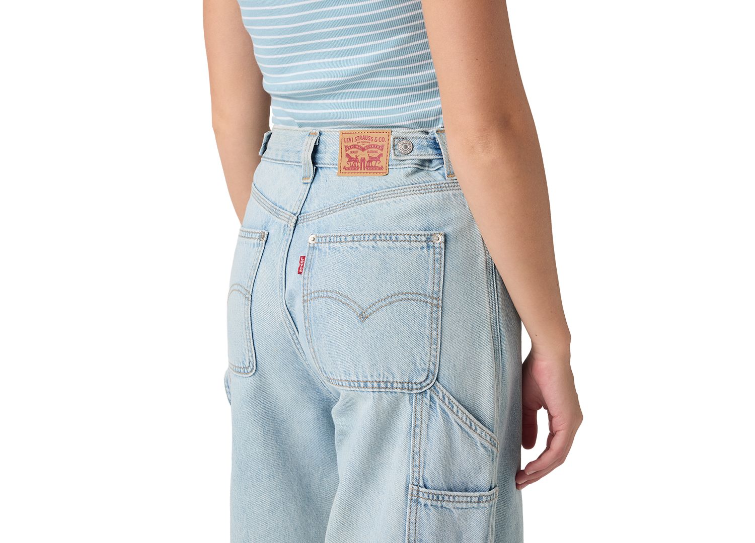 Women's Cinch-Waist Carpenter Lightweight Baggy Jeans