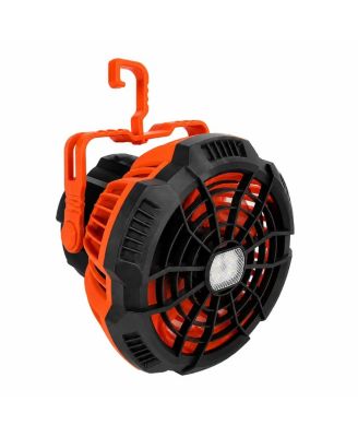EcoBreeze 3-in-1 Rechargeable Camping Fan with LED Lantern, Power Bank, Remote Control and Hanging Hook, Orange