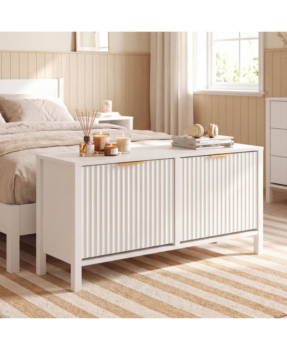 Slickblue Wooden Shoe Storage Bench with 2 Flip Drawers for Entryway Organization