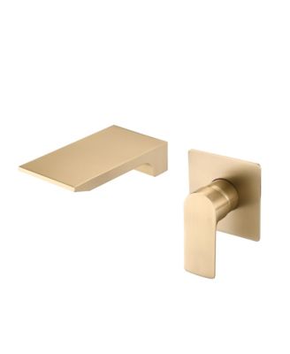 Wall Mount Waterfall Bathtub Faucet Single Handle Control Durable Brushed Gold Finish Modern Design