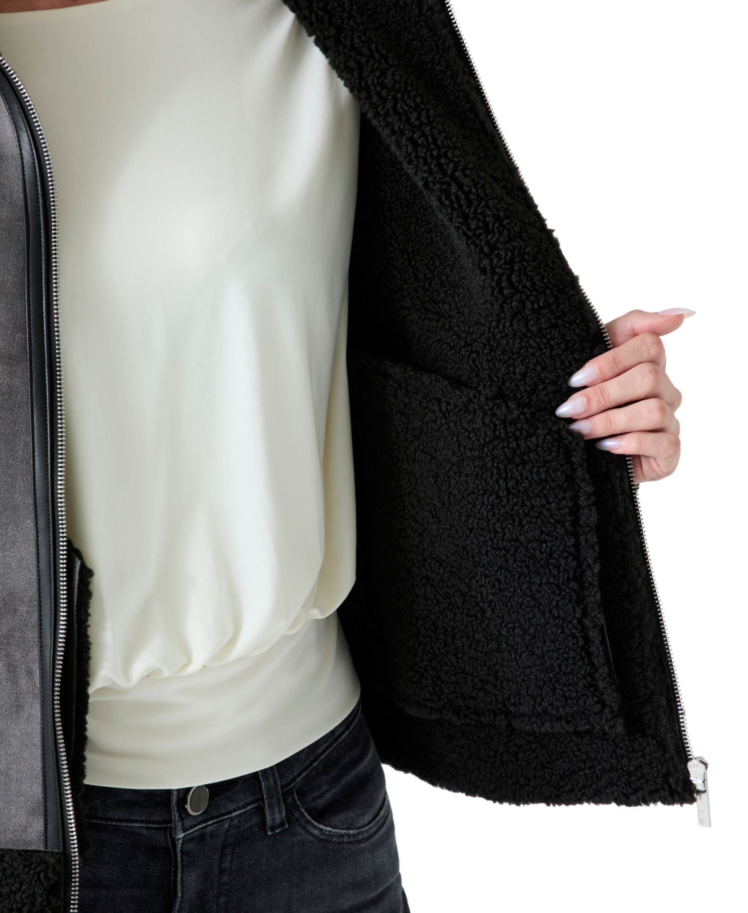 Women's Faux Shearling Zip Up Jacket