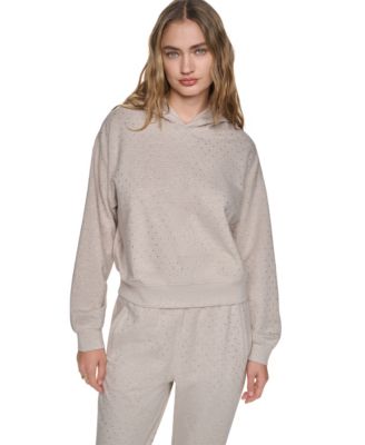 Women's Rhinestone Hooded Pull-On Sweatshirt