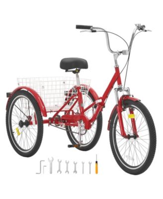 Folding Adult Tricycle 24" Adult 3-Wheel Folding Trikes Carbon Steel