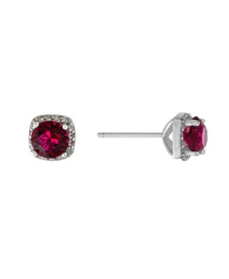 6mm Round Crystal with Cubic Zirconia Halo Stud Earrings