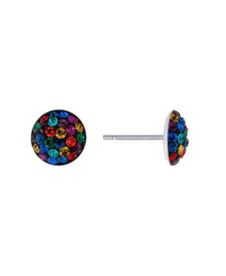 Sterling Silver 9mm Crystal Half Ball Stud Earrings