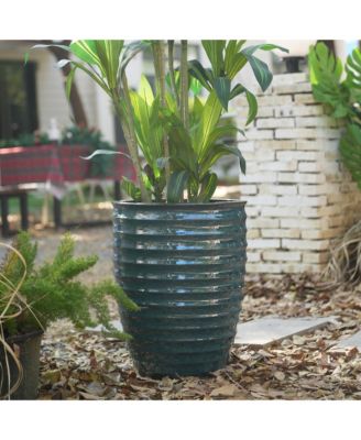 Large 17-Inch Ceramic Planter Pot - Handmade with Ice-Crack & Ripple Texture for Monstera, Fiddle Leaf Fig
