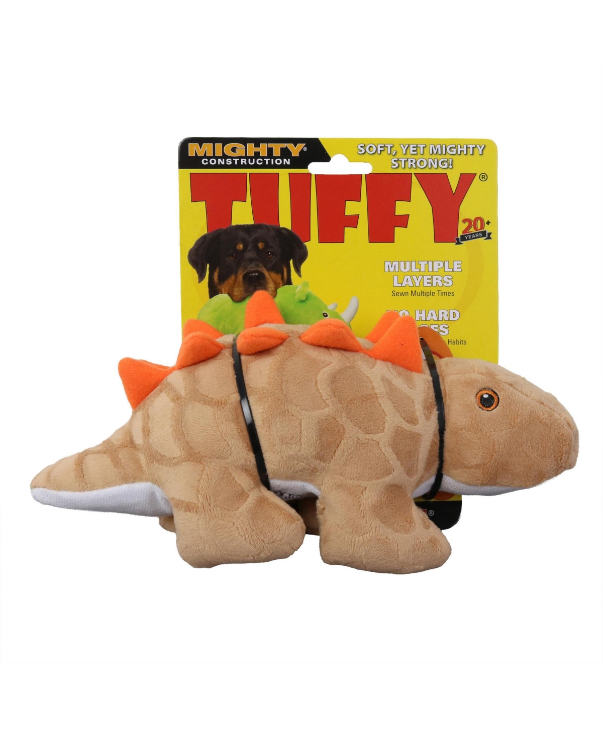 Mighty Dinosaur Stegosaurus, Durable Plush Squeaky Dog Toy