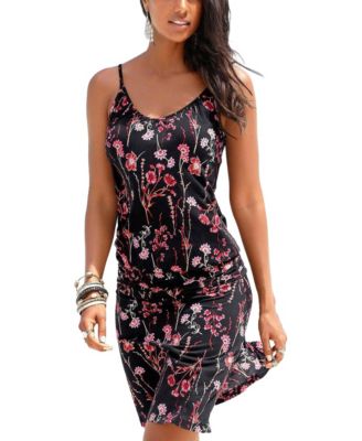 Women's Viscose Printed Spaghetti Strap Short Dress