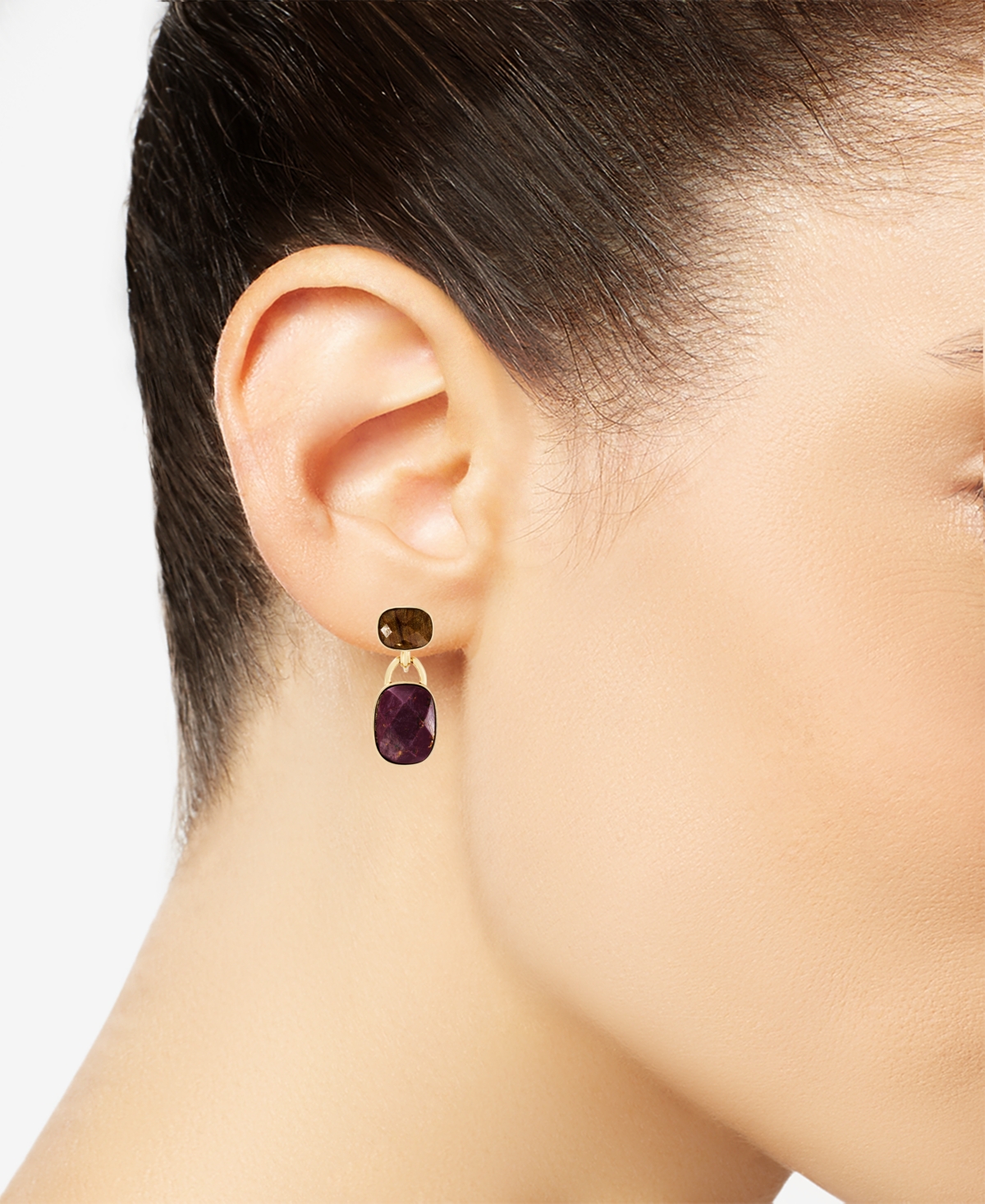 Anne Klein Stone Clip-On Double Drop Earrings