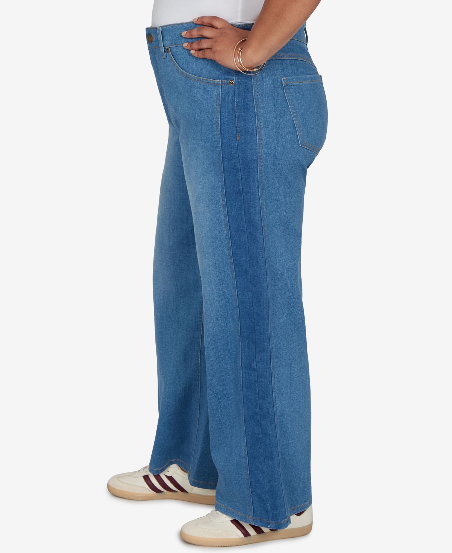 Plus Size Two-Tone Wide-Leg Denim Jeans