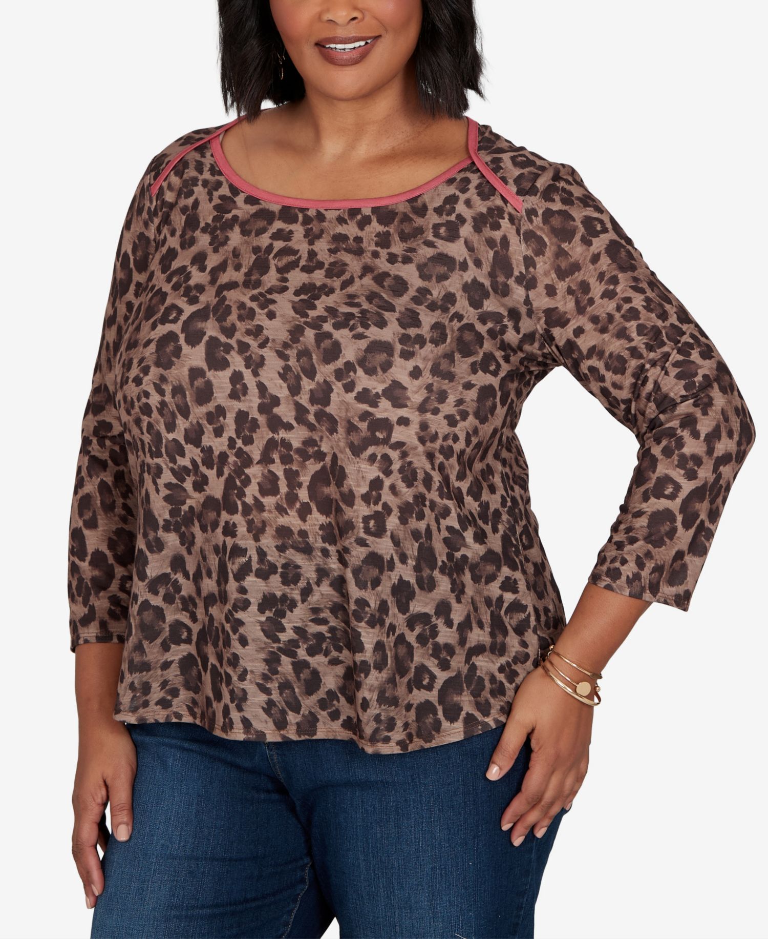 Plus Size Cheetah Print Knit Top