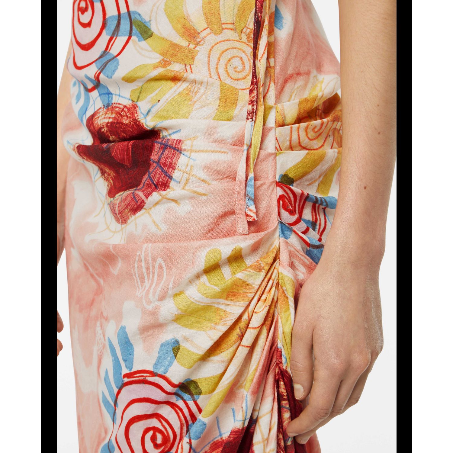 Women's Linen Viscose Printed Midi Dress