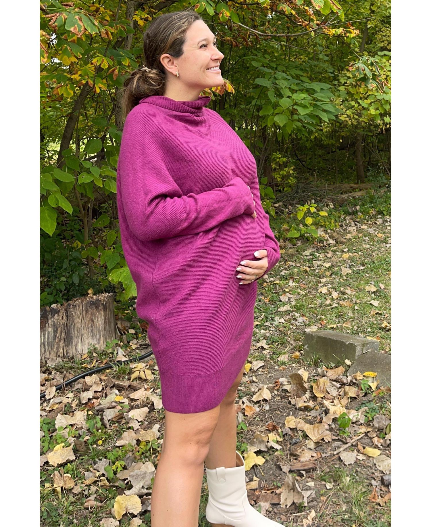 Women's Taupe Funnel Neck Dolman Sleeve Mini Dress