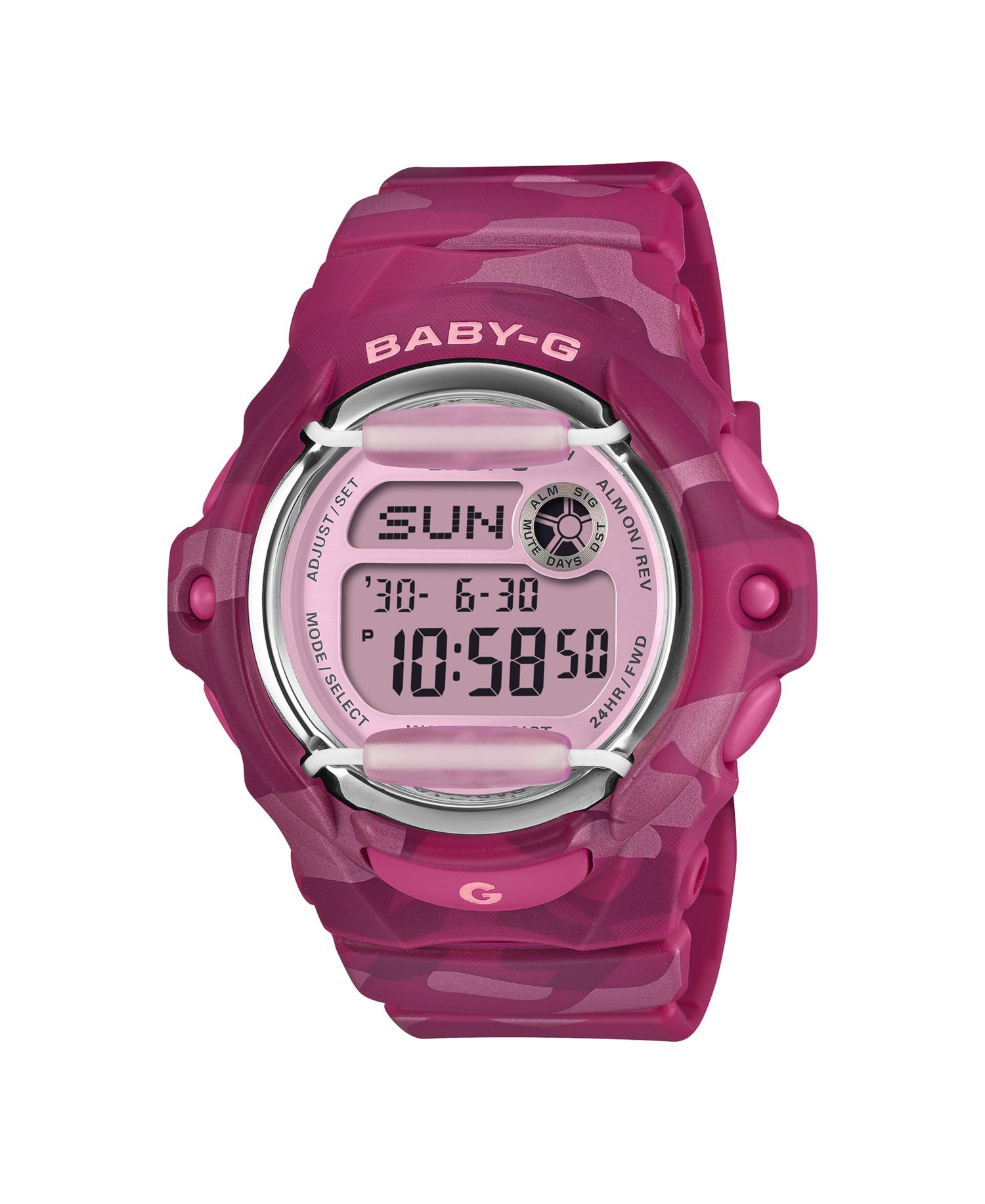 Baby-G Women's Pink Resin Digital Watch 42.6mm