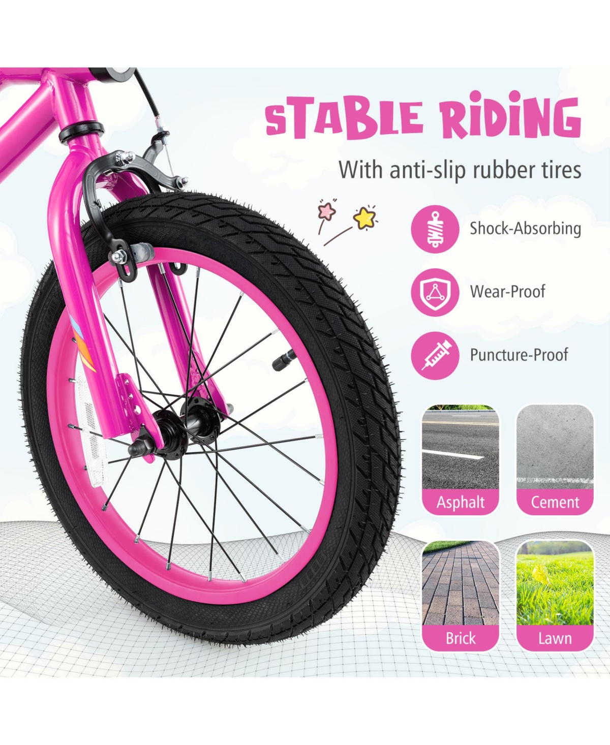 Slickblue Kids Bike with Led Lights, Training Wheels and Headlight