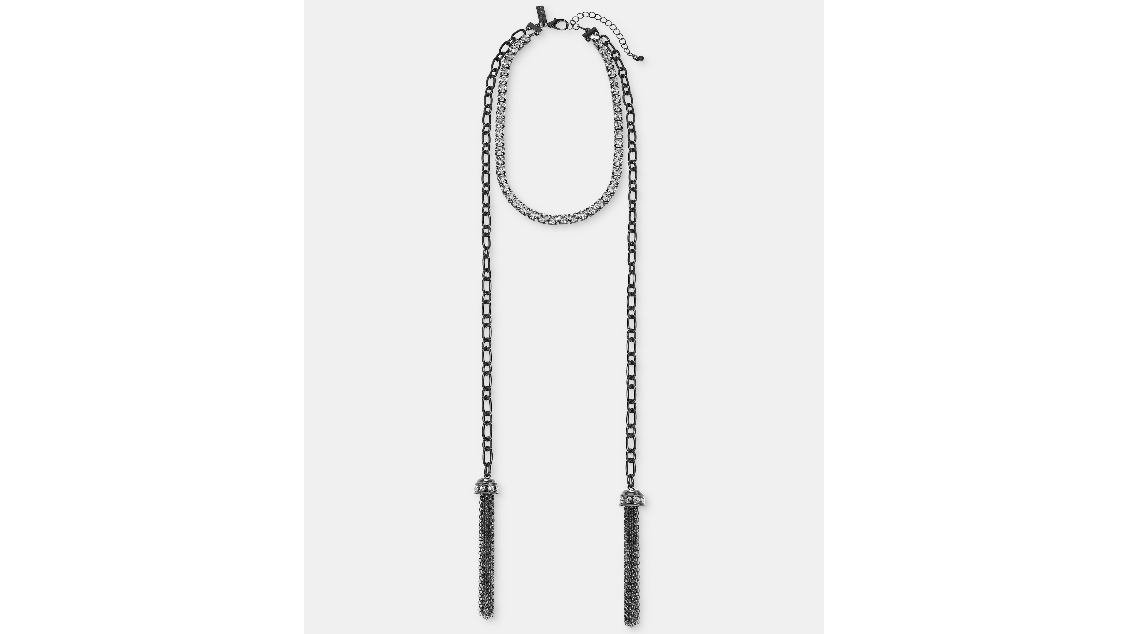 I.n.c. International Concepts Crystal & Chain Tassel Statement Necklace, 15-1/2" + 3" extender, Macy's Exclusive