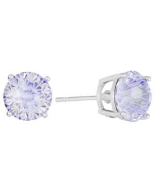 Sterling Silver Starlight Cubic Zirconia Solitaire Stud Earrings